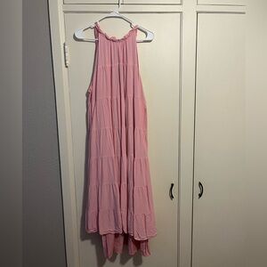 Pink Sleeveless Tiered Dress